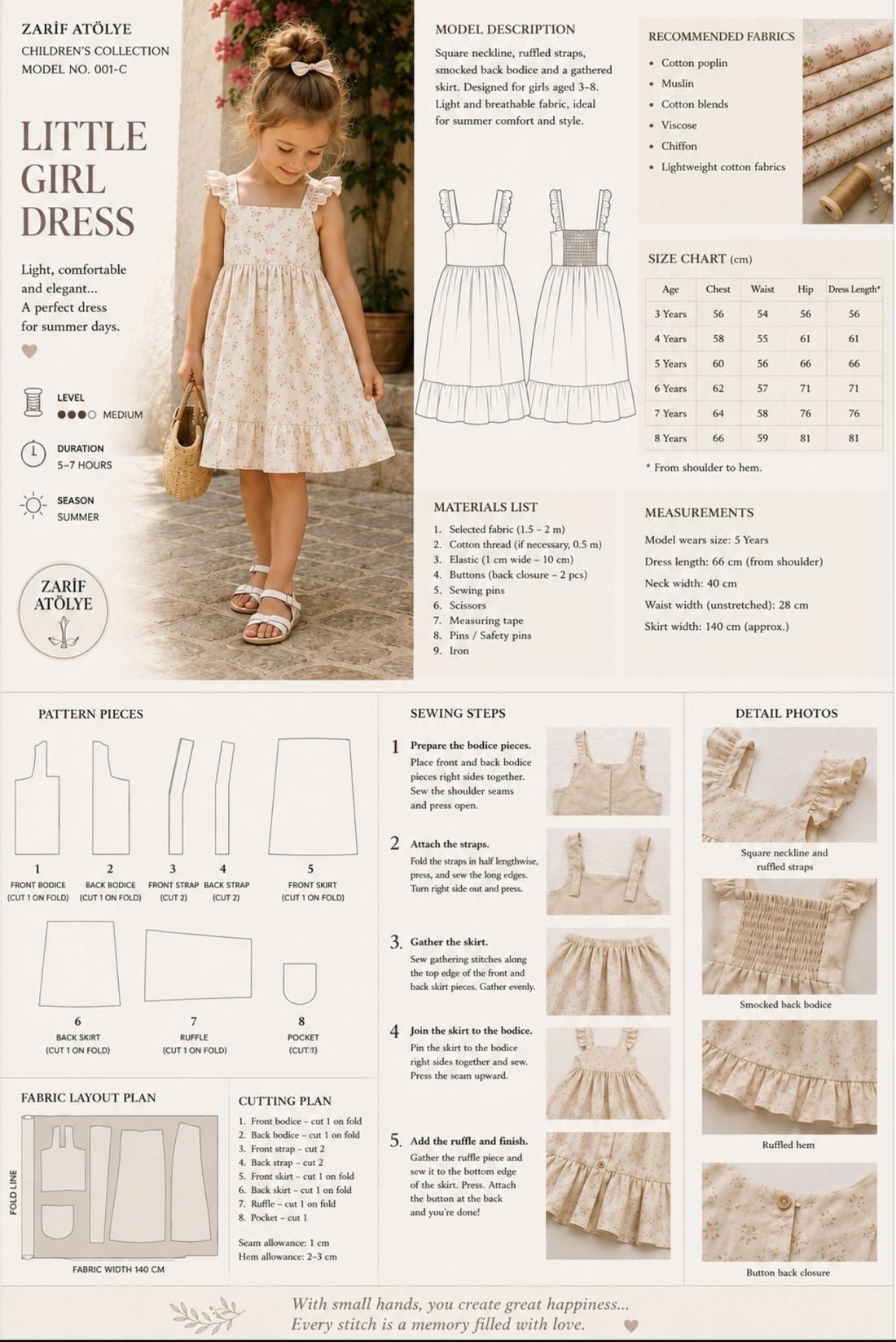 Zarif Atelier Model No. 001-C — Little Girl's Dress